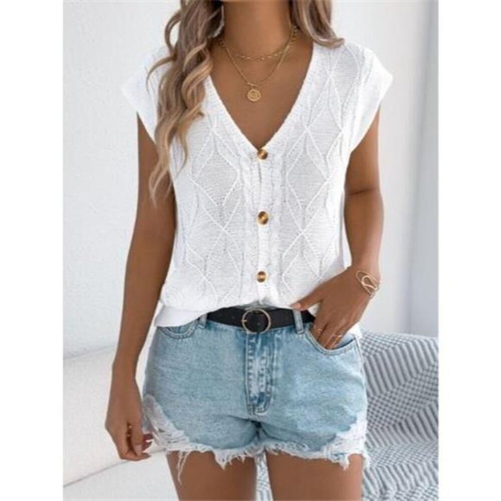 Cable Knit Button-Down Cardigan